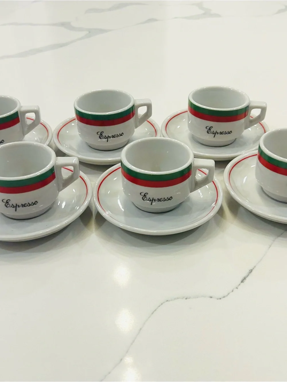 VTG Italian Coffeeware Espresso Cups With Saucers Set Of 6 Made In Brazil NEW